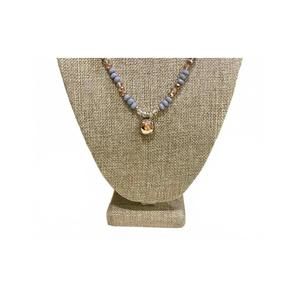 NEW PINK PANACHE women's crystal beaded necklace in pink panache gray